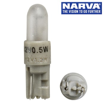 Narva 47702 - 12V 1.2W KW2 x 4.6D White Base Dash Panel Globes (Box of 10)